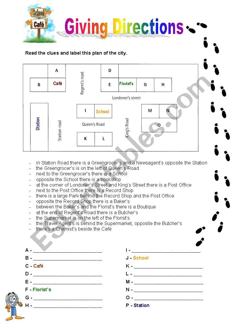 Giving Directions worksheet