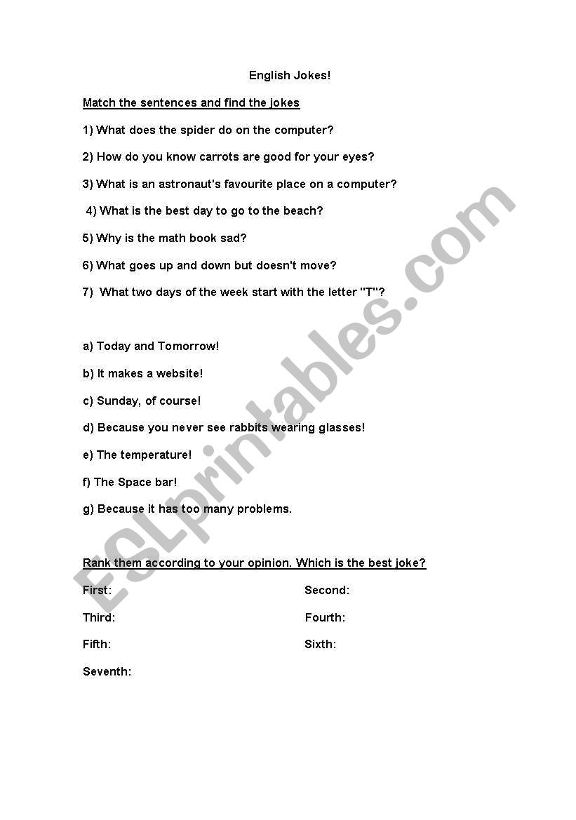 Jokes worksheet