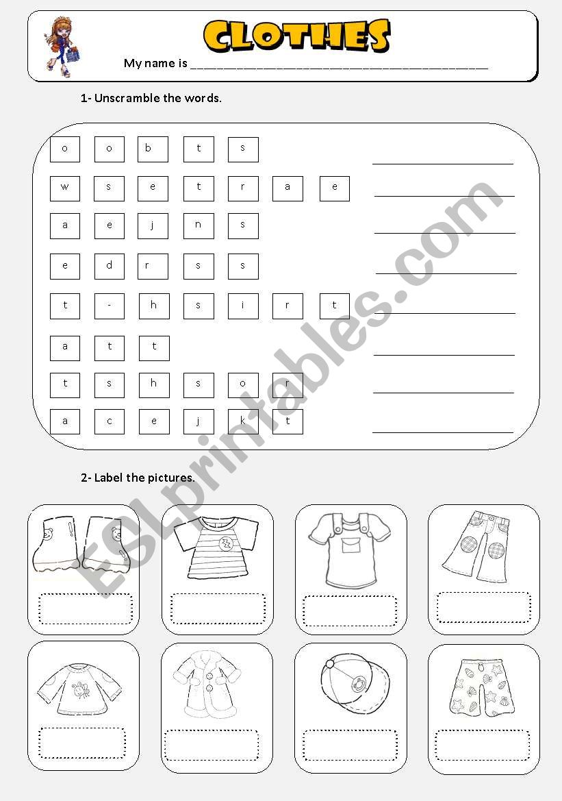 Clothes worksheet