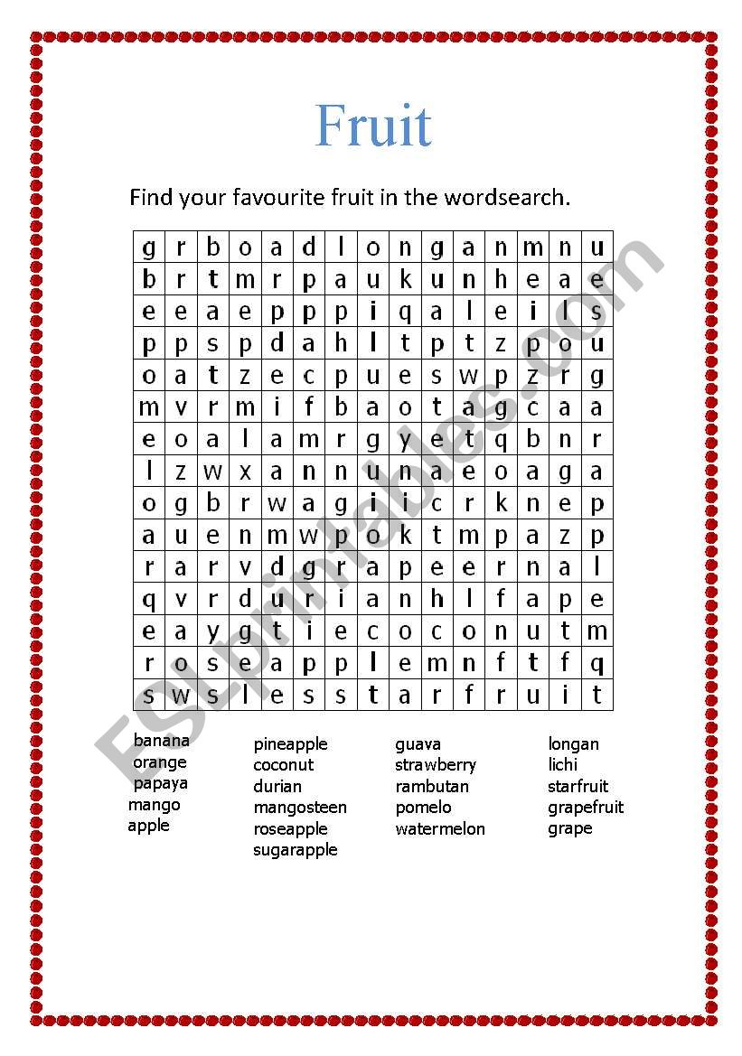 Fruit worksheet