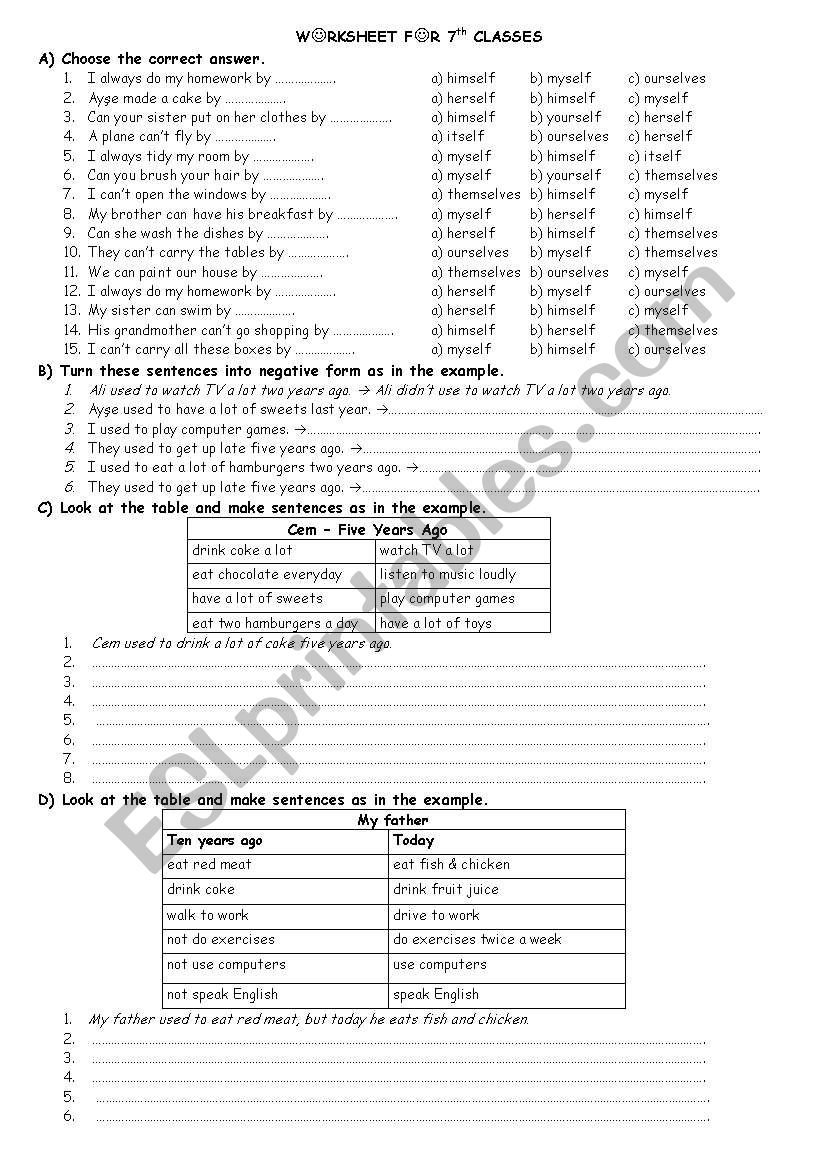 exercises for 7th grade worksheet