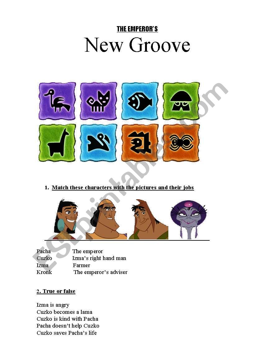 The Emperos New Groove worksheet