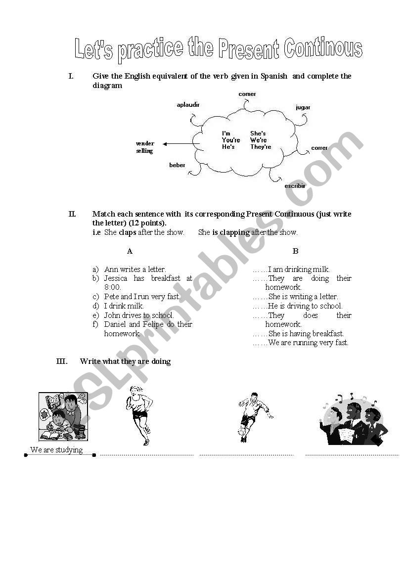 PRESENT CONTINOUS worksheet