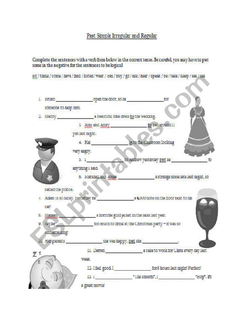 past simple regular worksheet