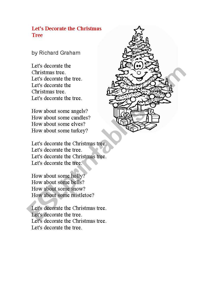 Let´s decorate the christmas tree ESL worksheet by maria fakitsa