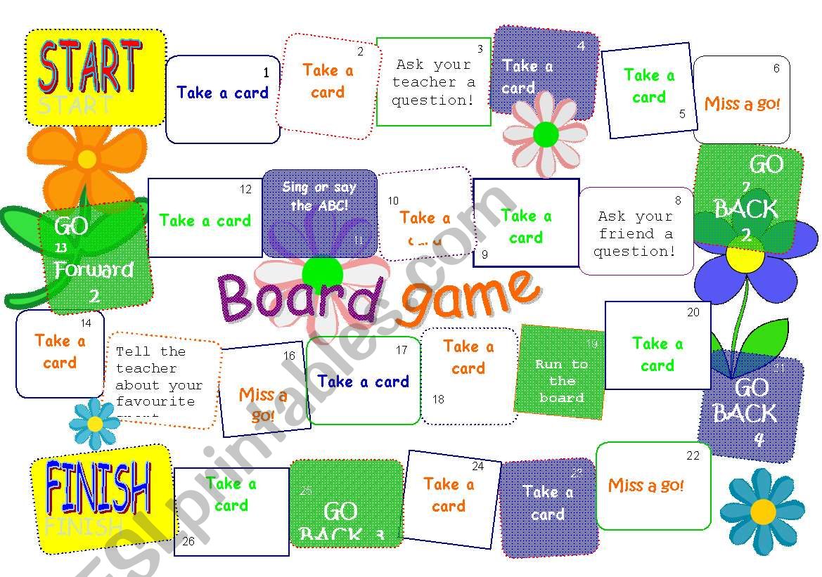 Board game - grammar, vocabulary