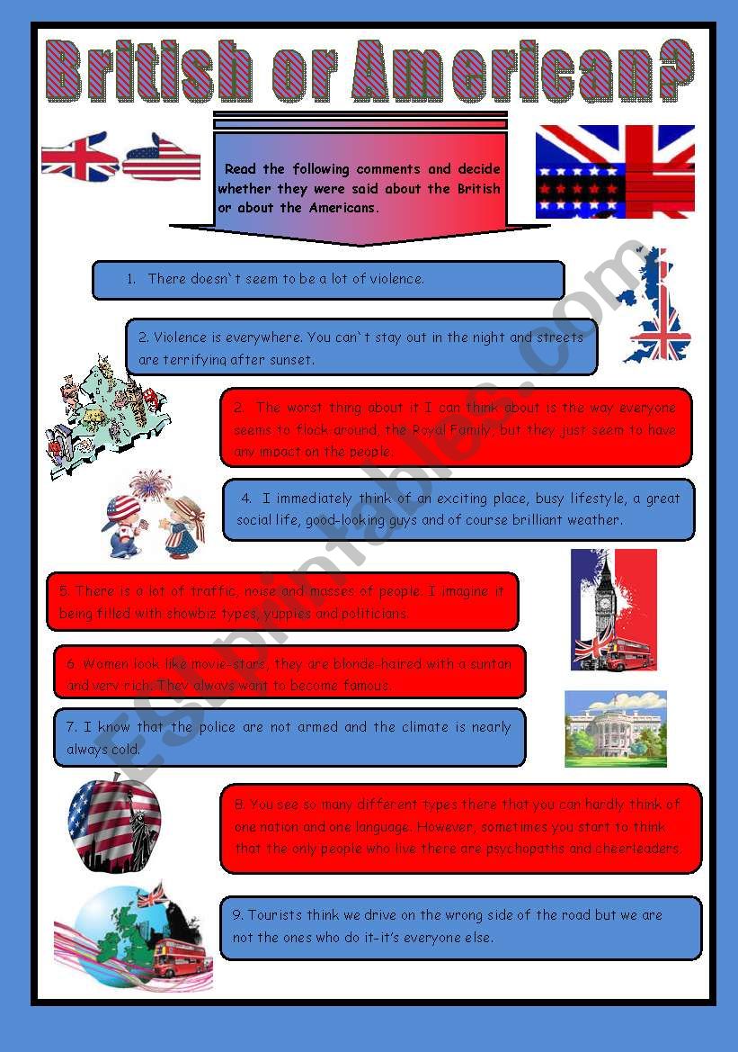 British or American worksheet