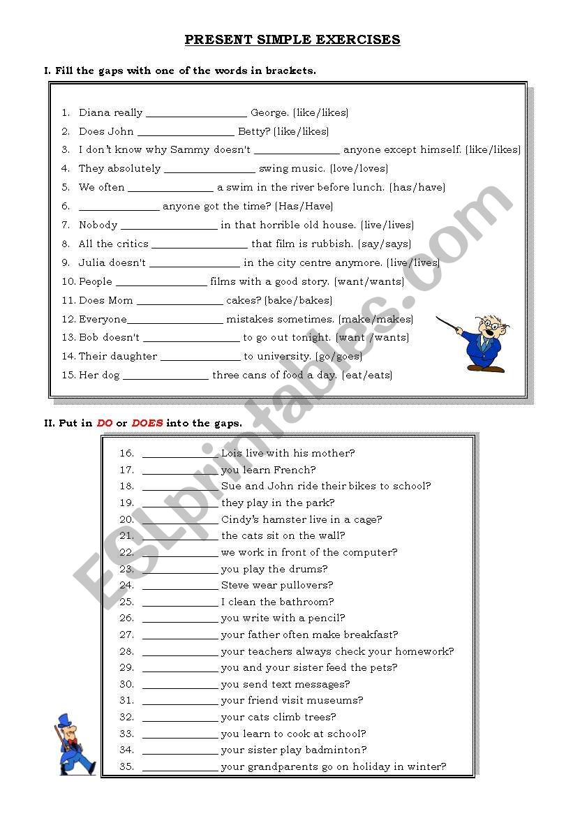 Present Simple Exercises worksheet