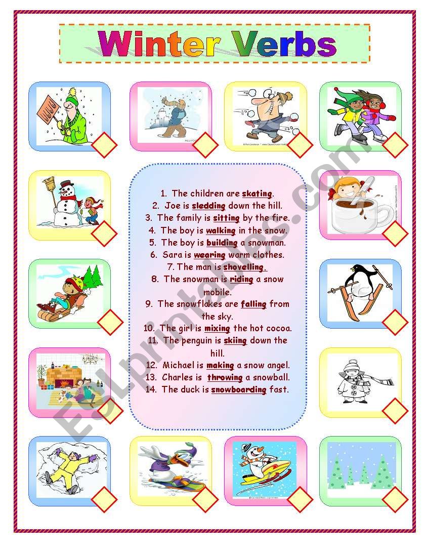 Winter Verbs worksheet