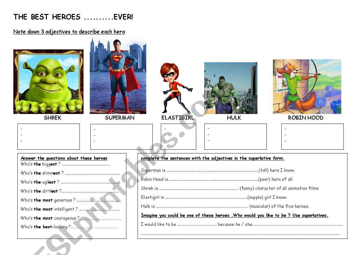 BEST HEROES ...EVER worksheet