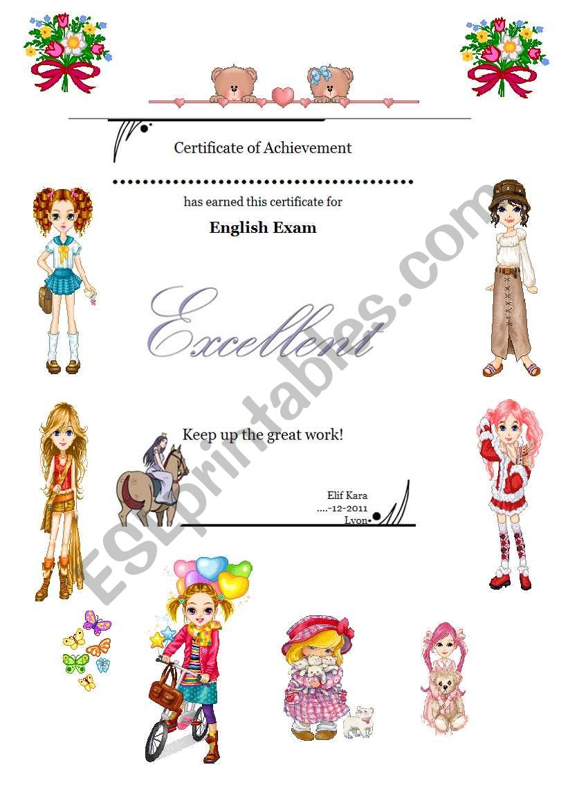 English Certificate For Kids worksheet