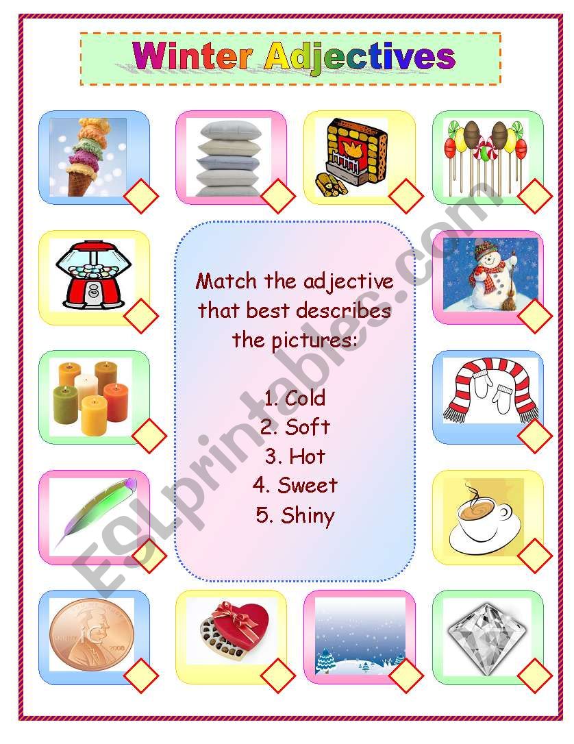 Winter Adjectives worksheet