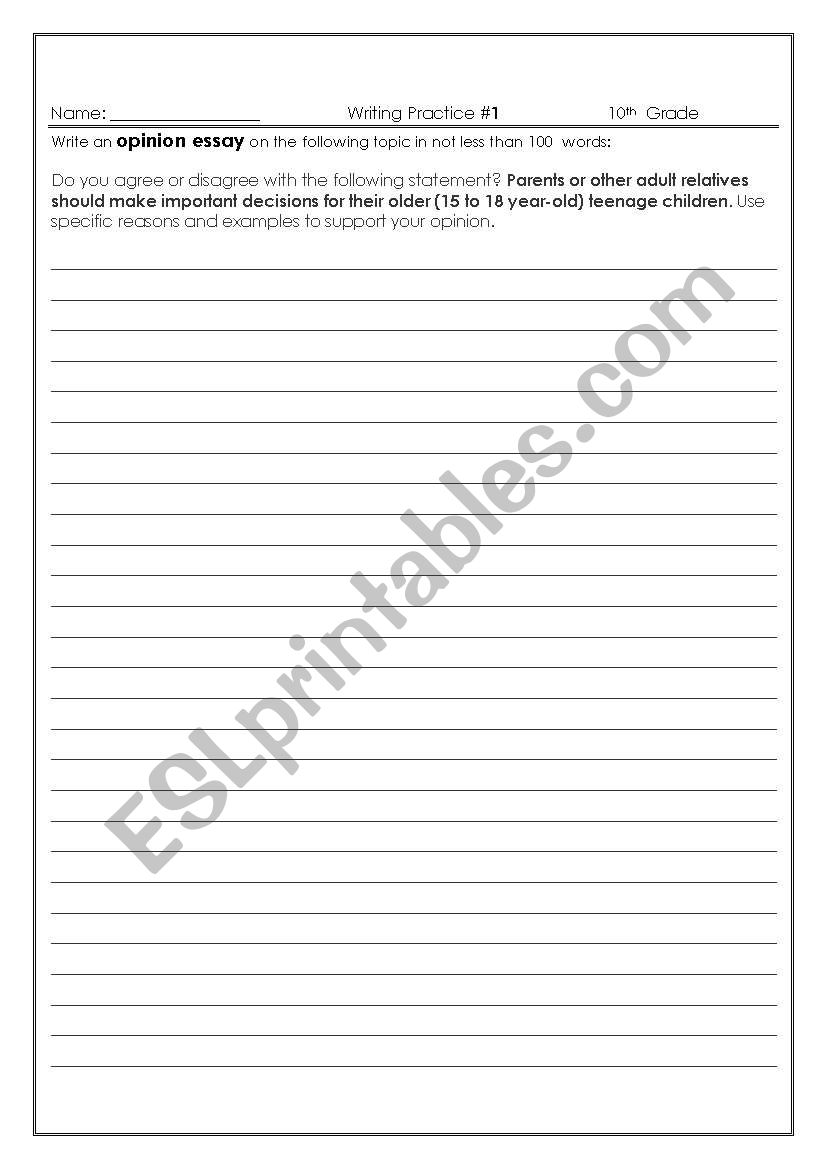 Writing practice worksheet