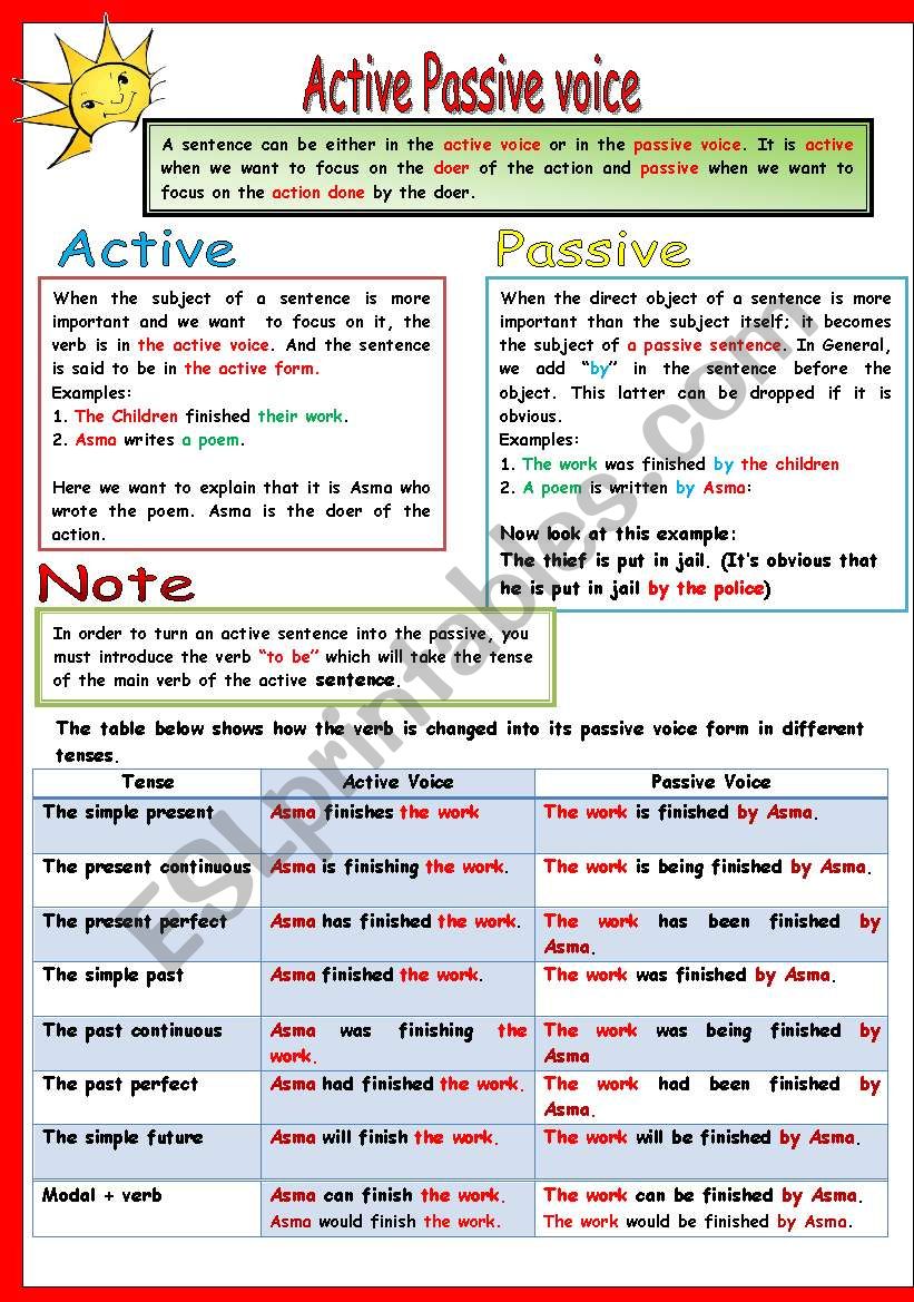 active passive  worksheet