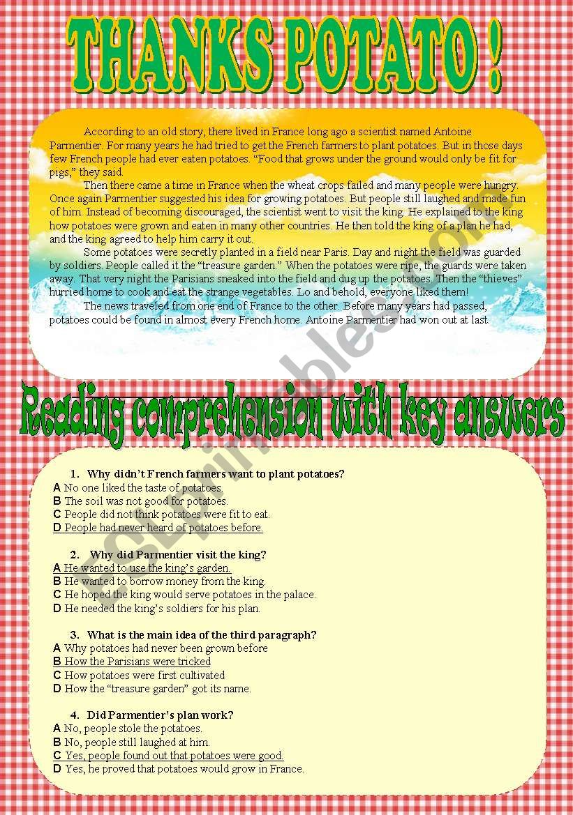  reading comprehension worksheet