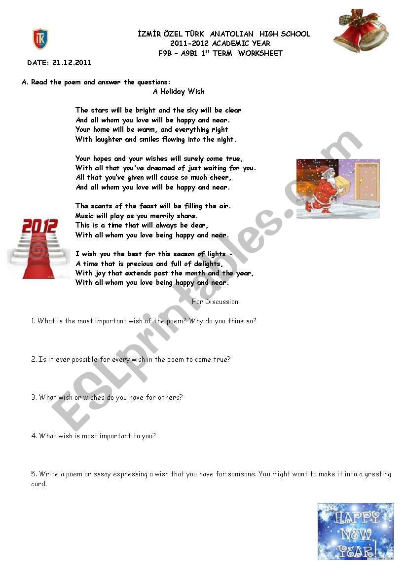 Xmas and New Year worksheet worksheet