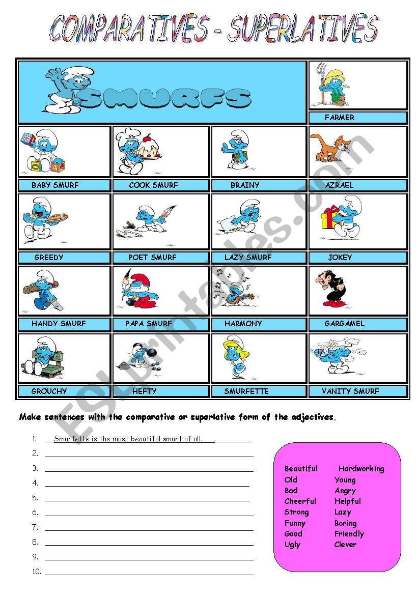 comparatives and superlatives worksheet