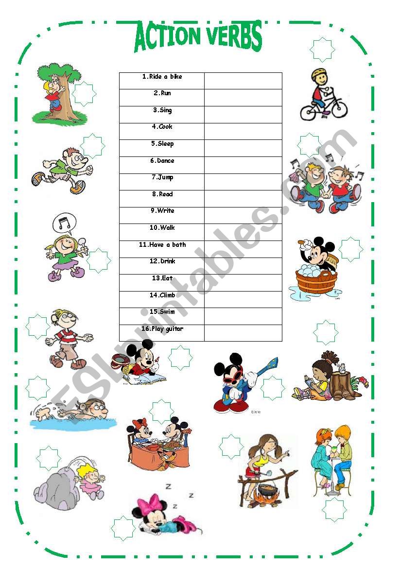 simple action verbs with pictures