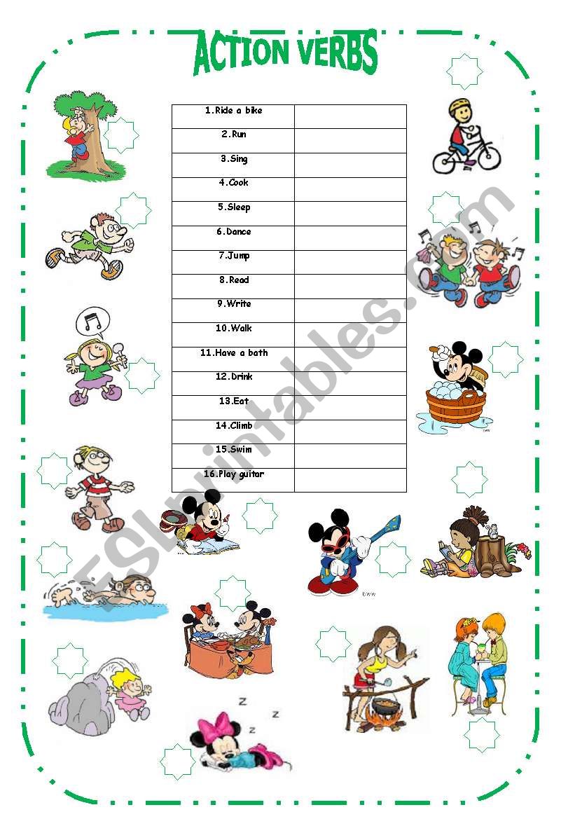 simple action verbs with pictures