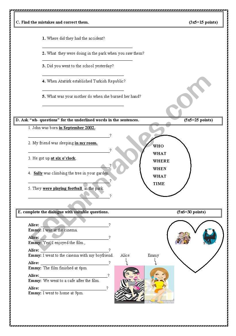 past simple past continuous interrogative form (page 1)