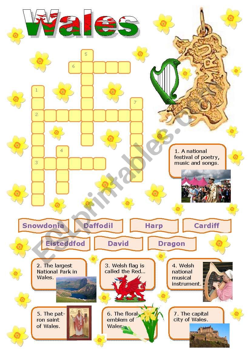 Wales-crossword puzzle for young learners