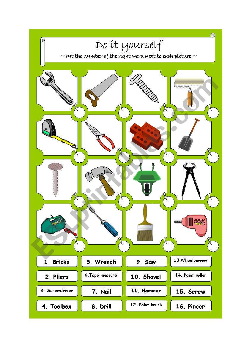 Do it yourself - word matching worksheet