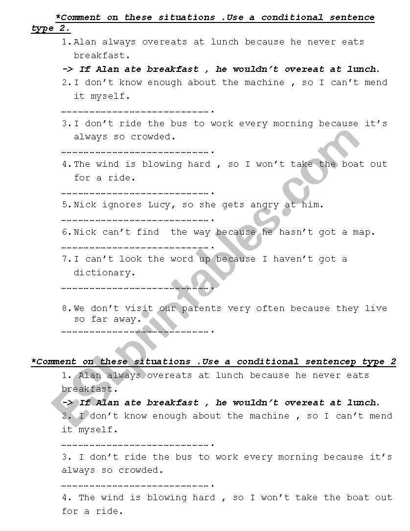 conditional sentenses worksheet