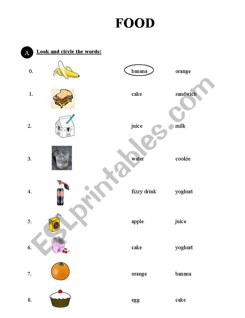 food worksheet worksheet