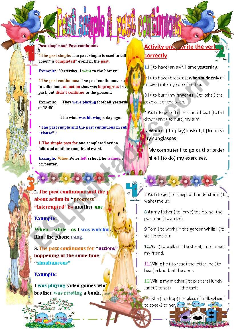 Past simple & past continuous worksheet