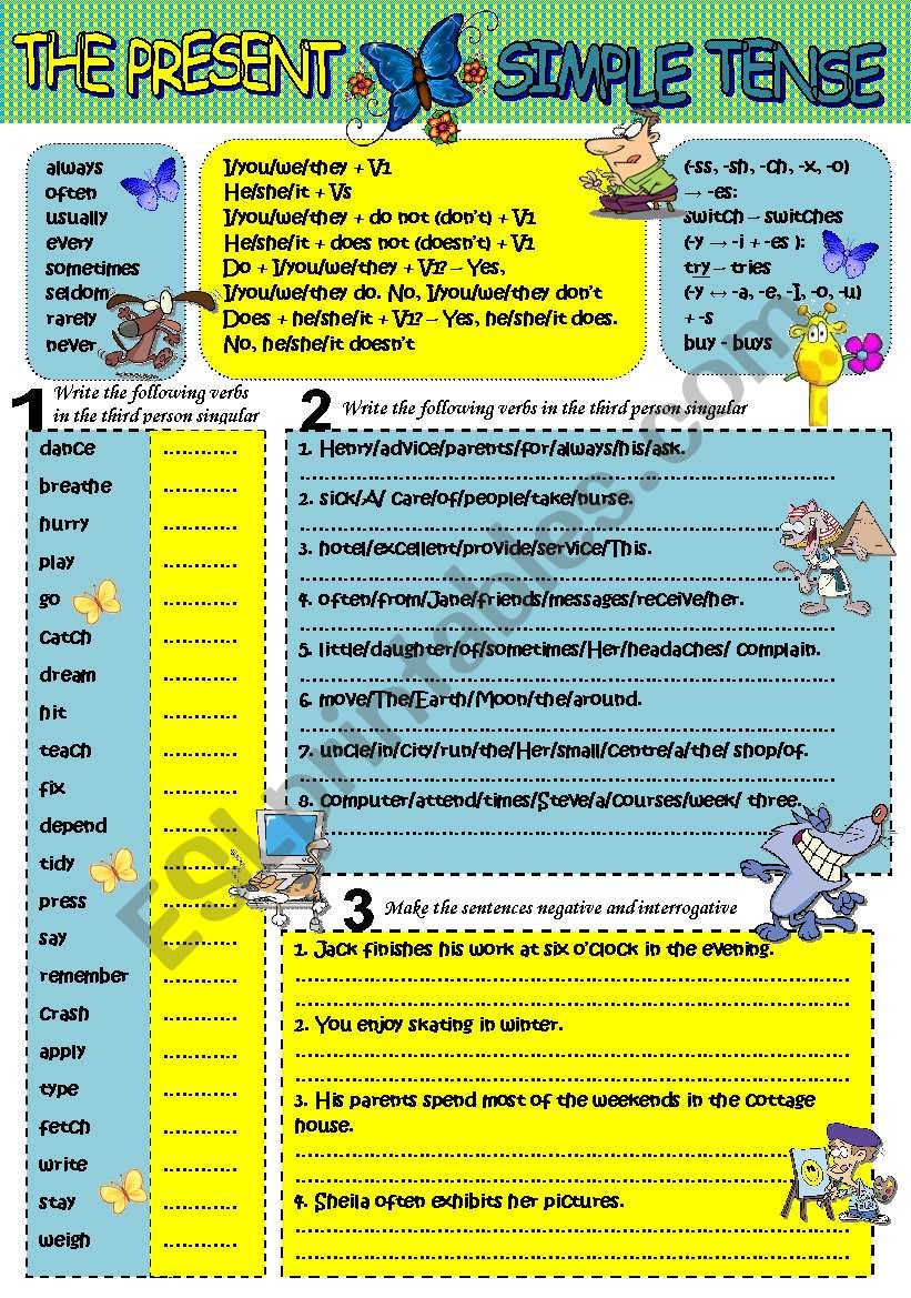 THE PRESENT SIMPLE TENSE worksheet