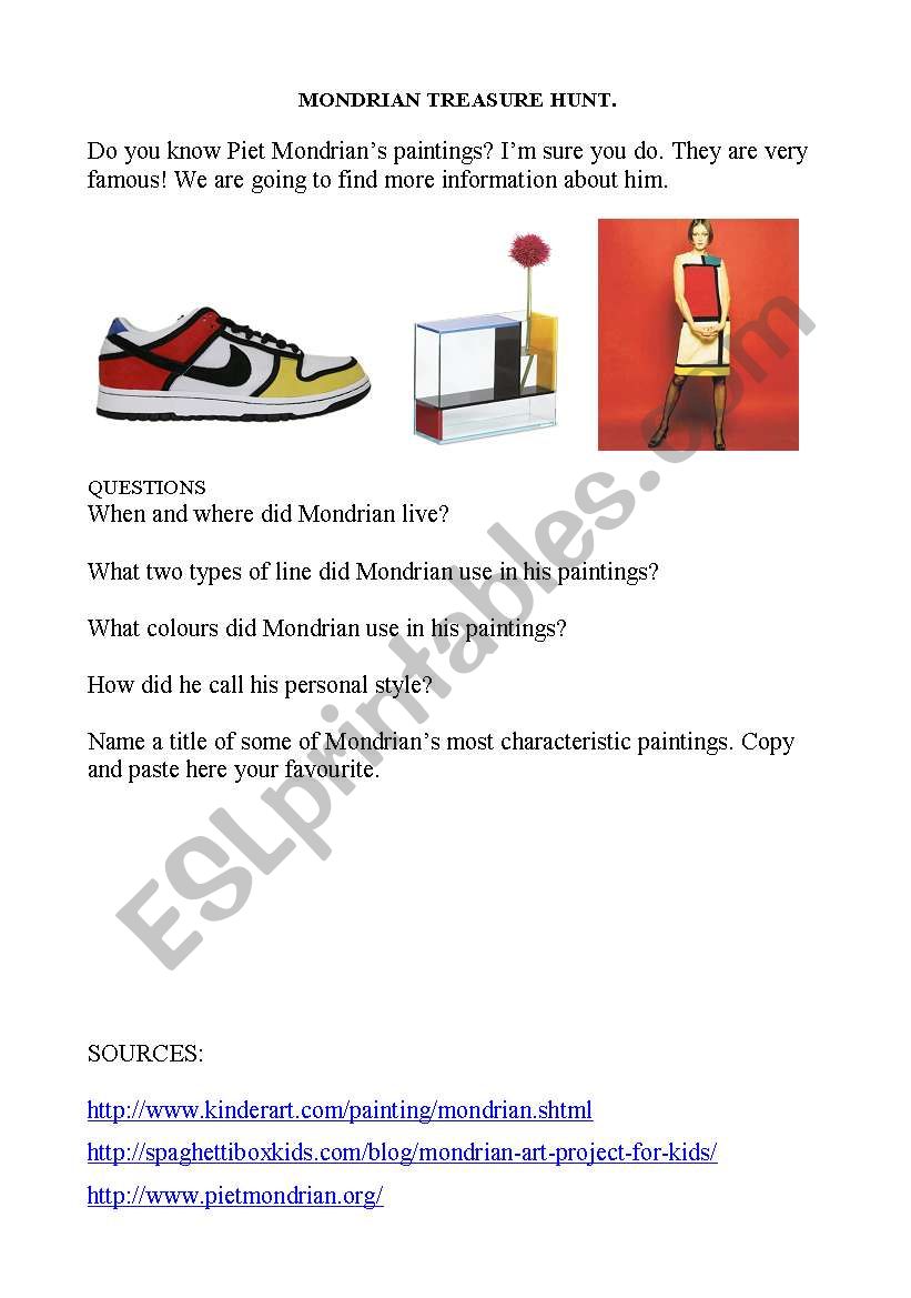 Mondrian Treasure Hunt worksheet