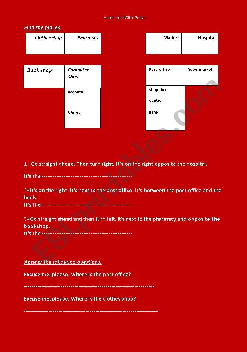 directions worksheet