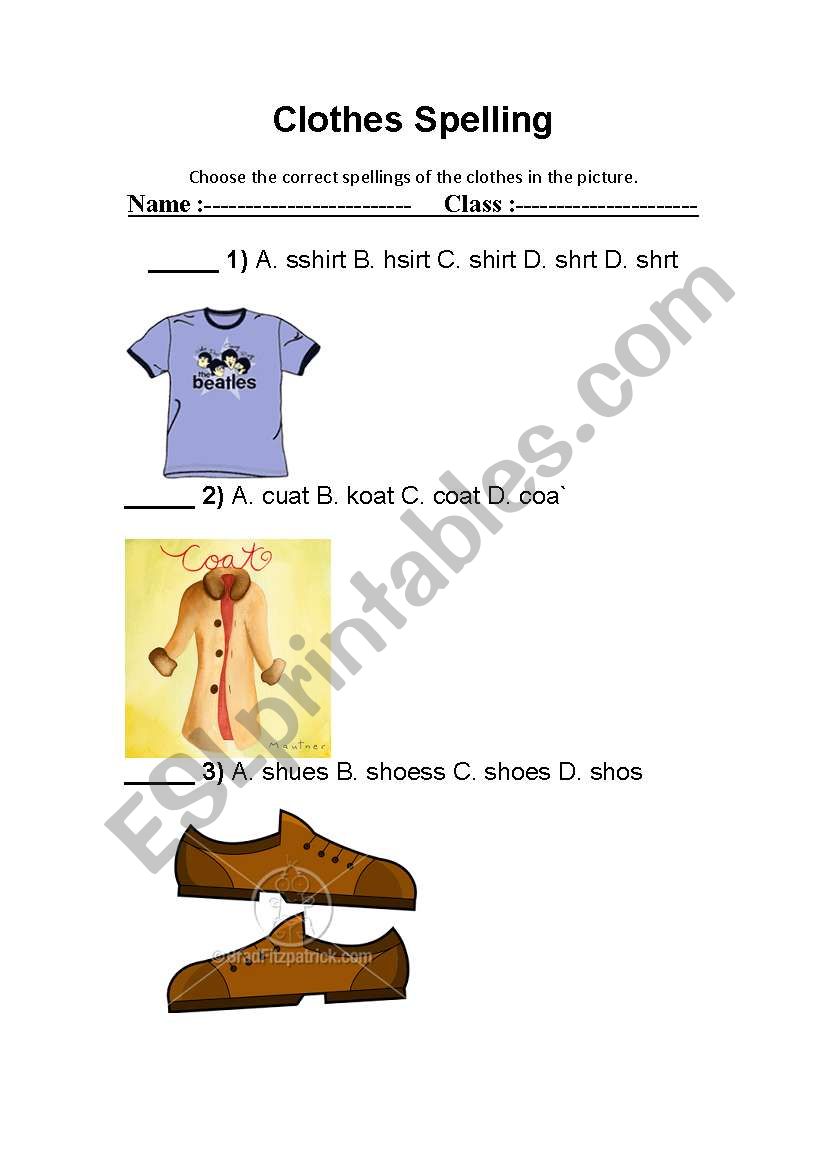 Clothes worksheet