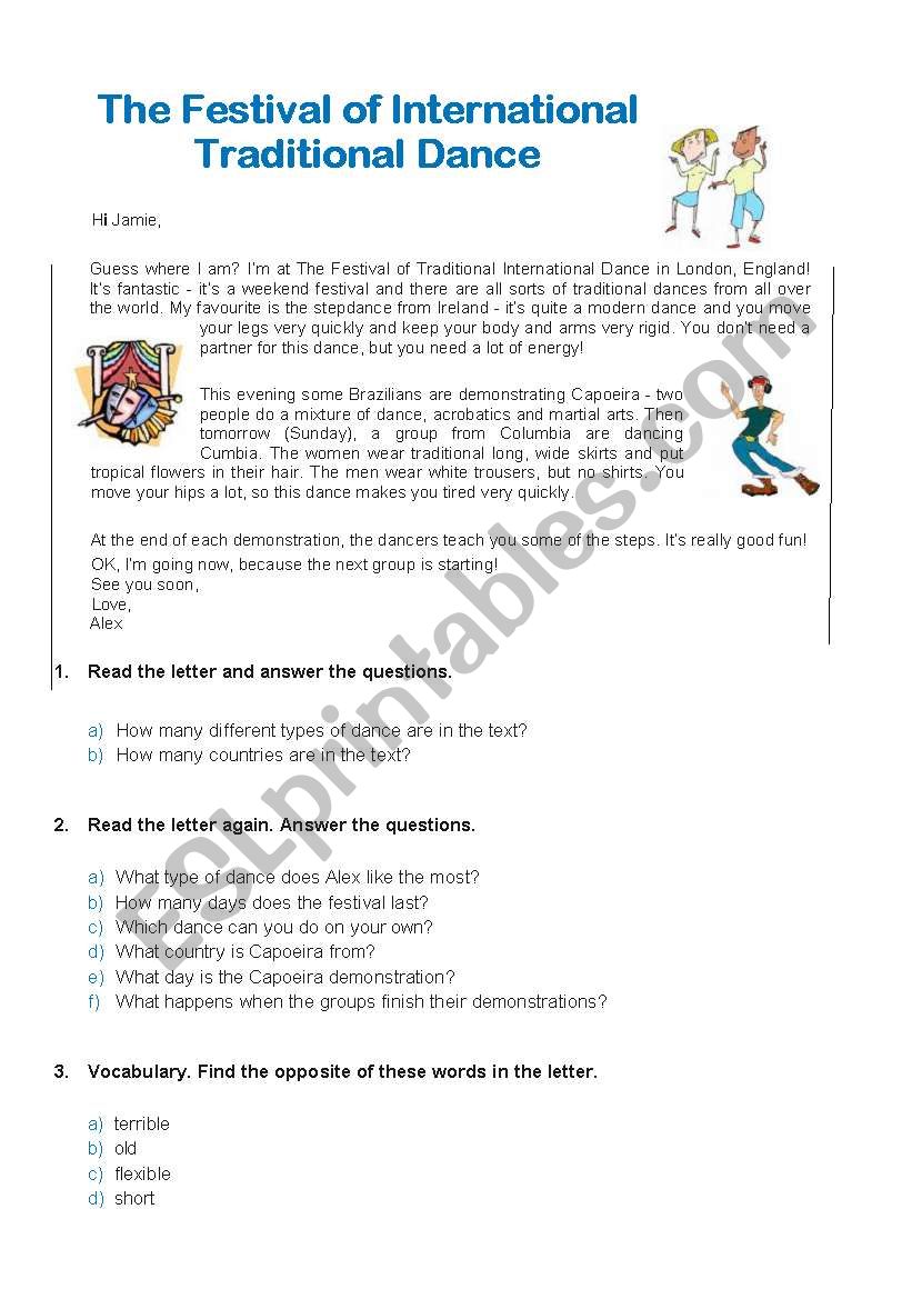 Dance Festival worksheet