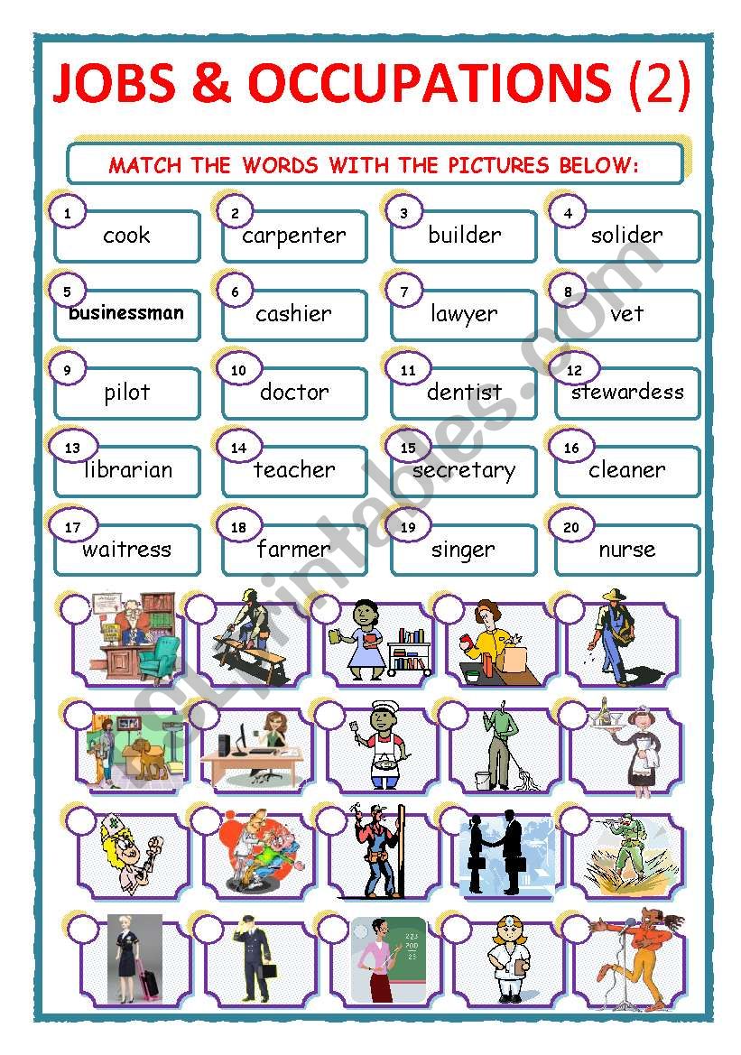 JOBS & OCCUPATIONS - MATCH - Part 2