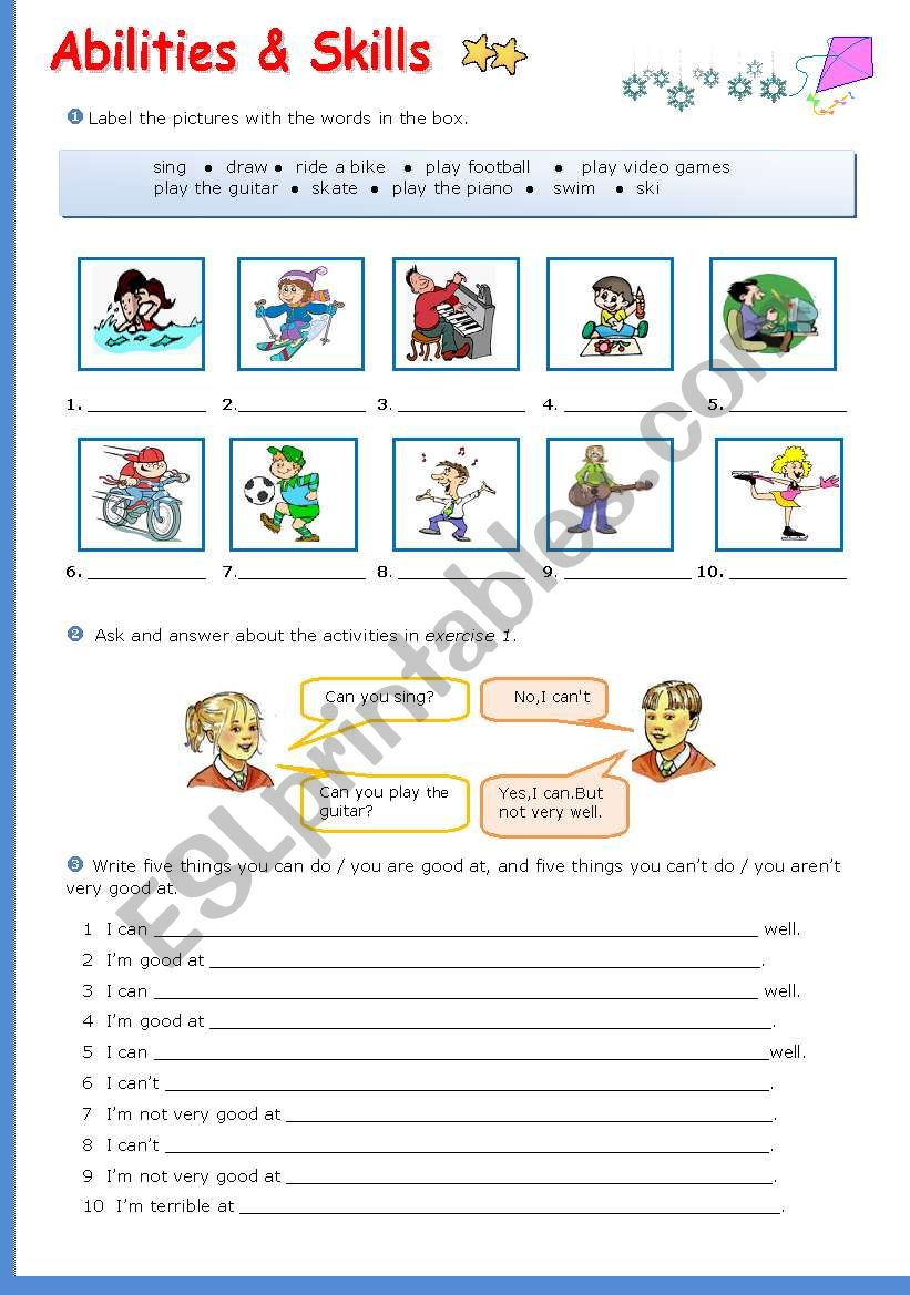 Abilities and Skills worksheet