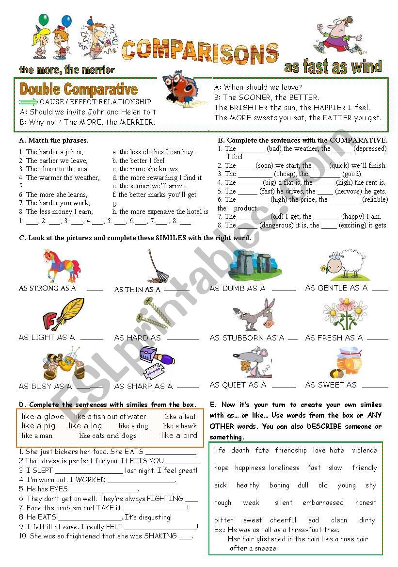 COMPARISONS worksheet