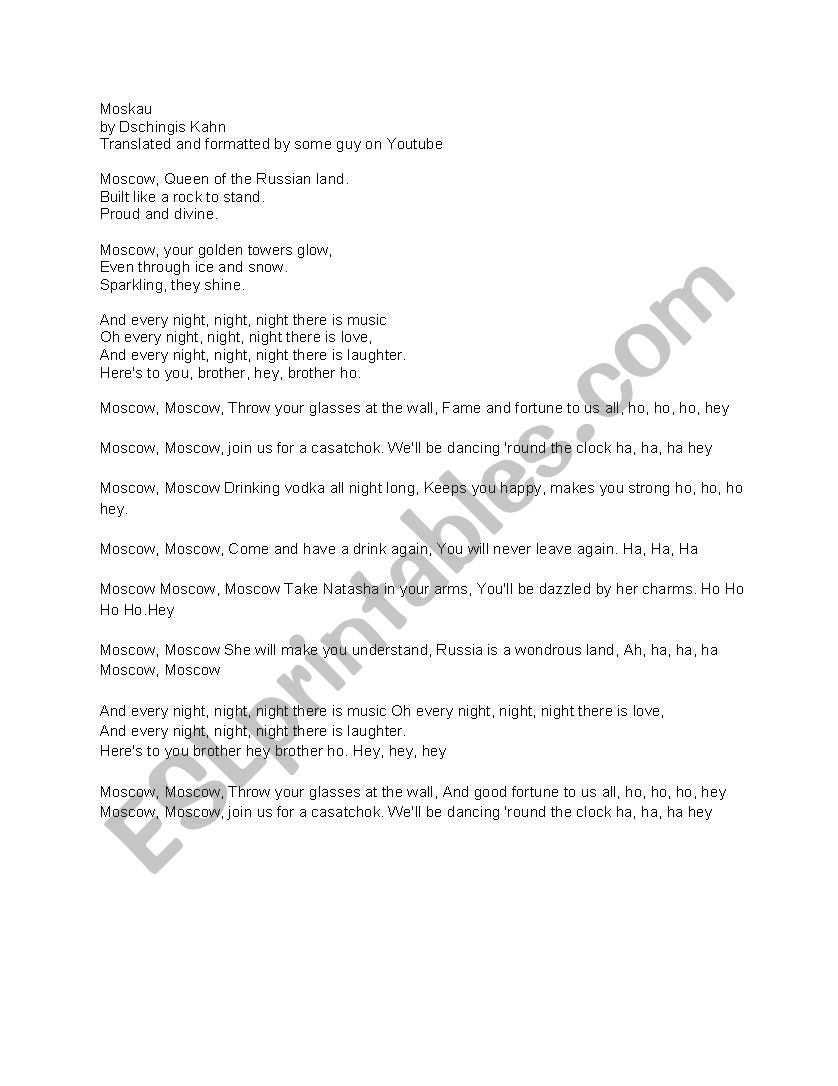 moskau worksheet
