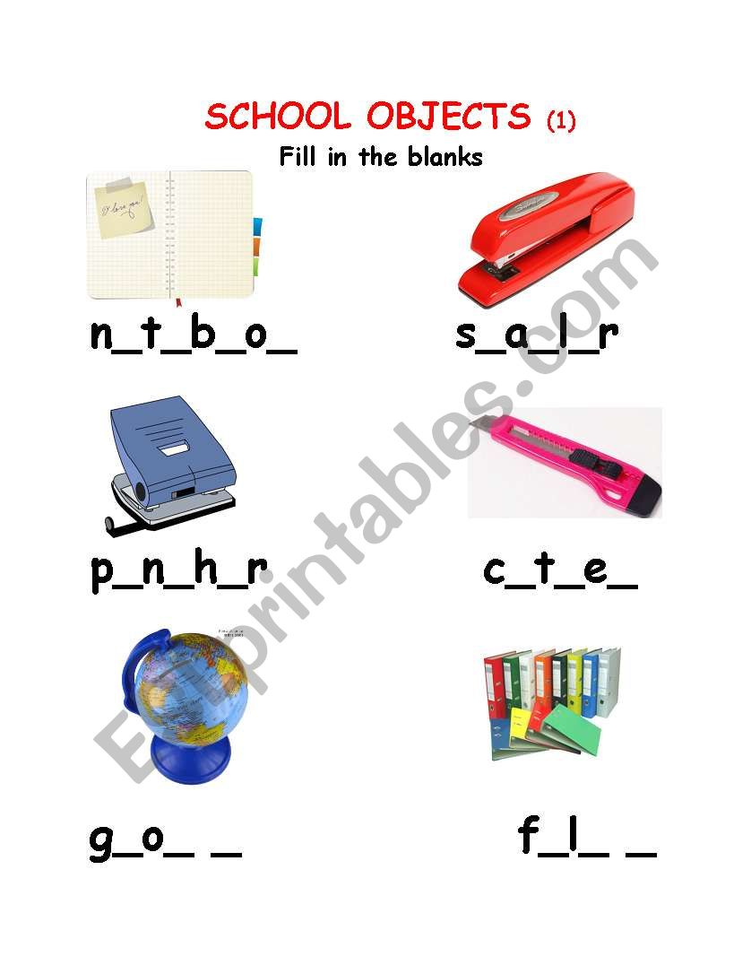 SCHOOL OBJECTS 1 worksheet