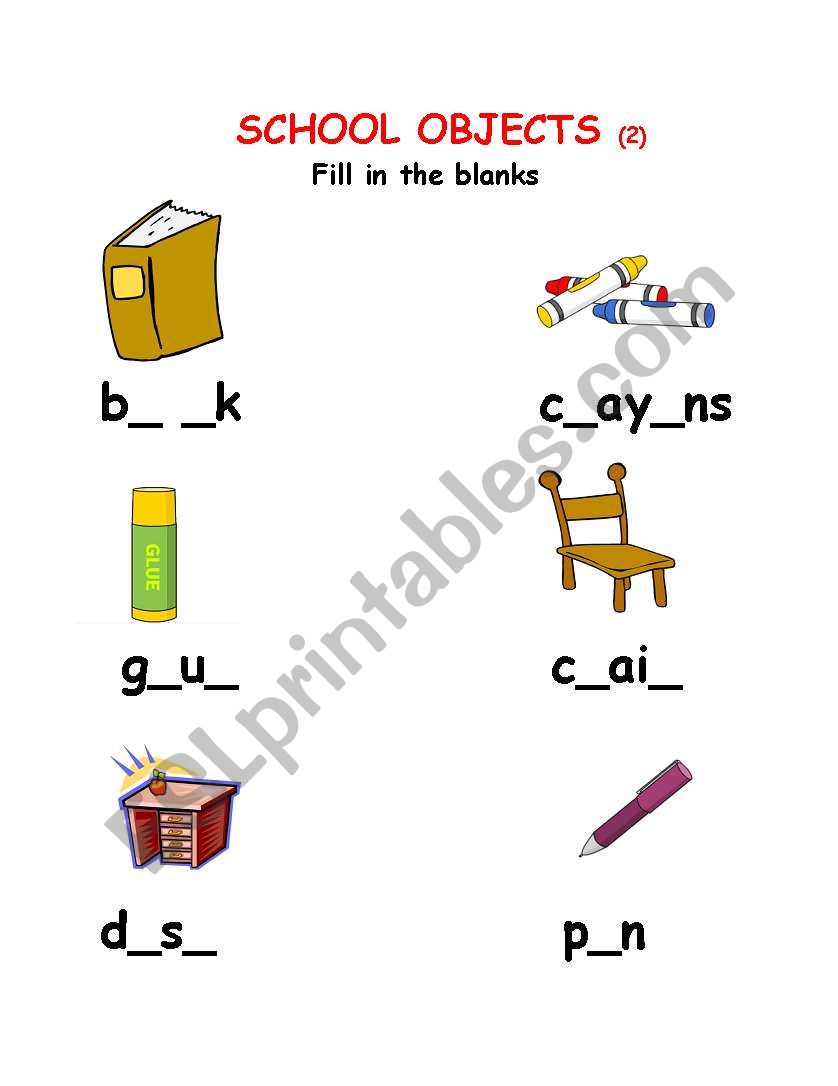 SCHOOL OBJECTS 2 worksheet