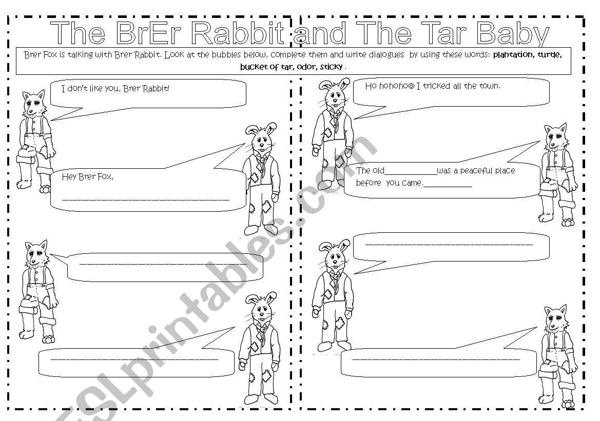 Tar Baby and Brer Fox worksheet