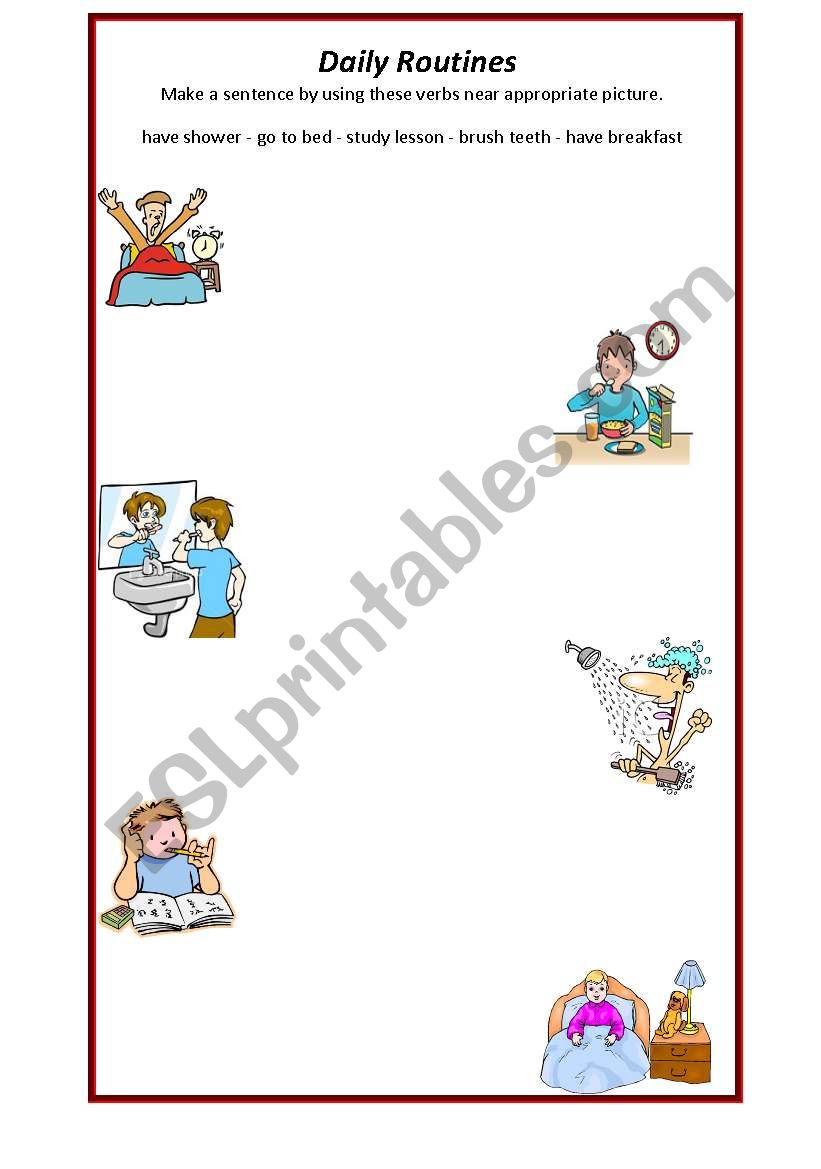 daily routines worksheet