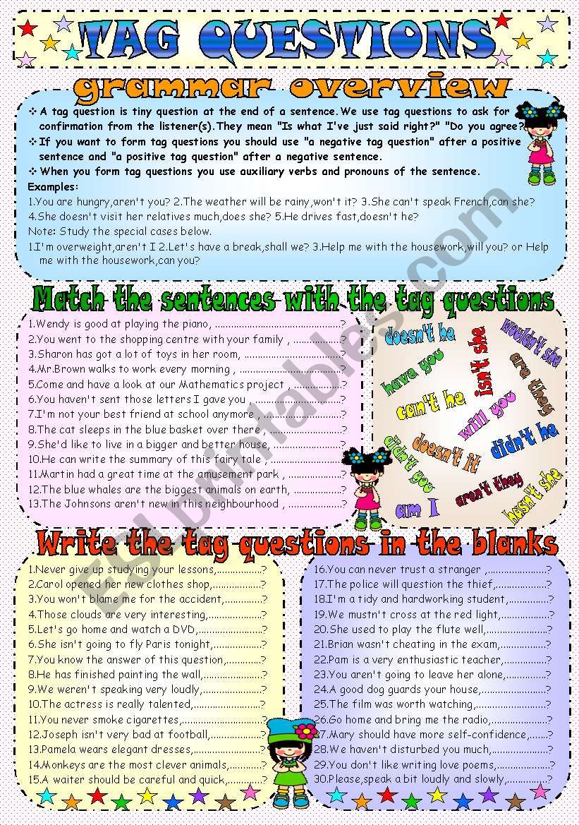 TAG QUESTIONS worksheet