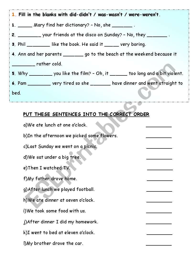 Past tense worksheet