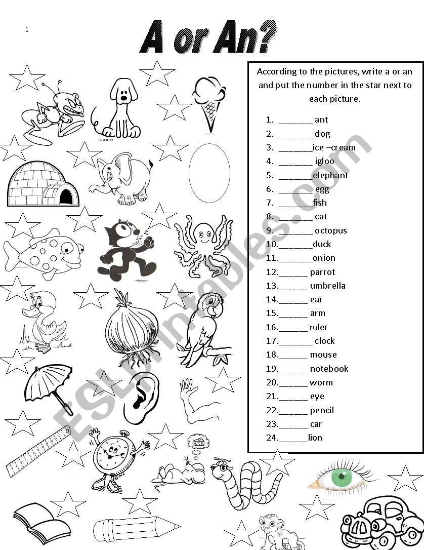 A or An worksheet