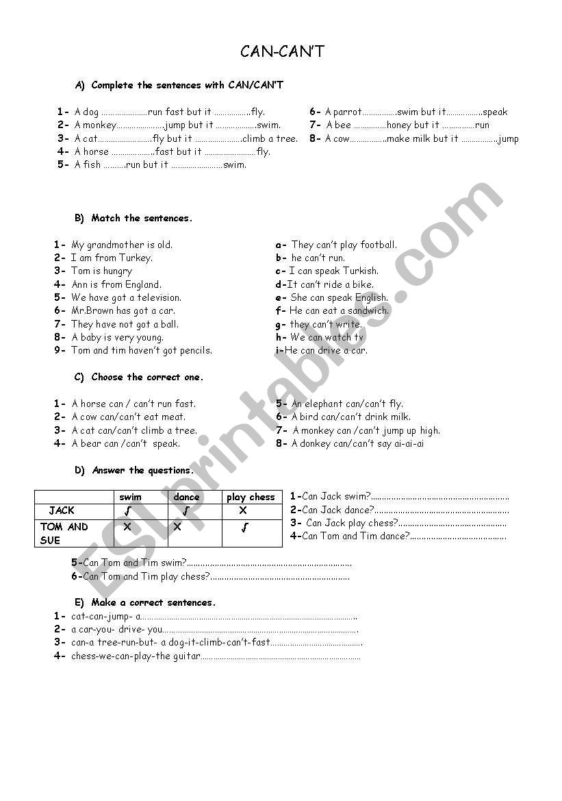 can&cant worksheet