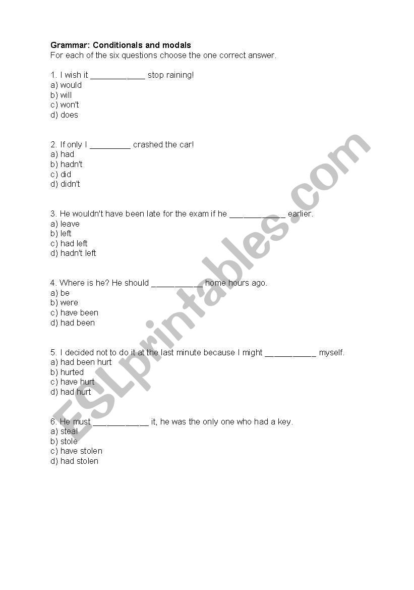 conditionals worksheet