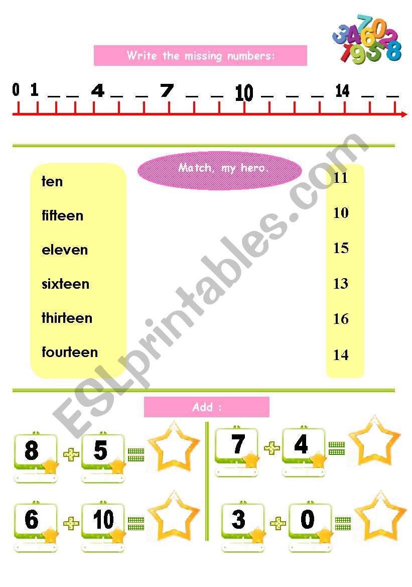 numbers worksheet