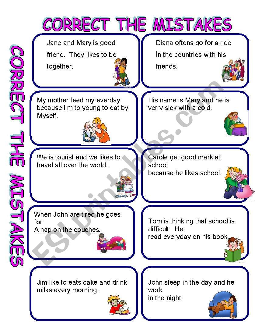 CORRECT THE MISTAKE worksheet