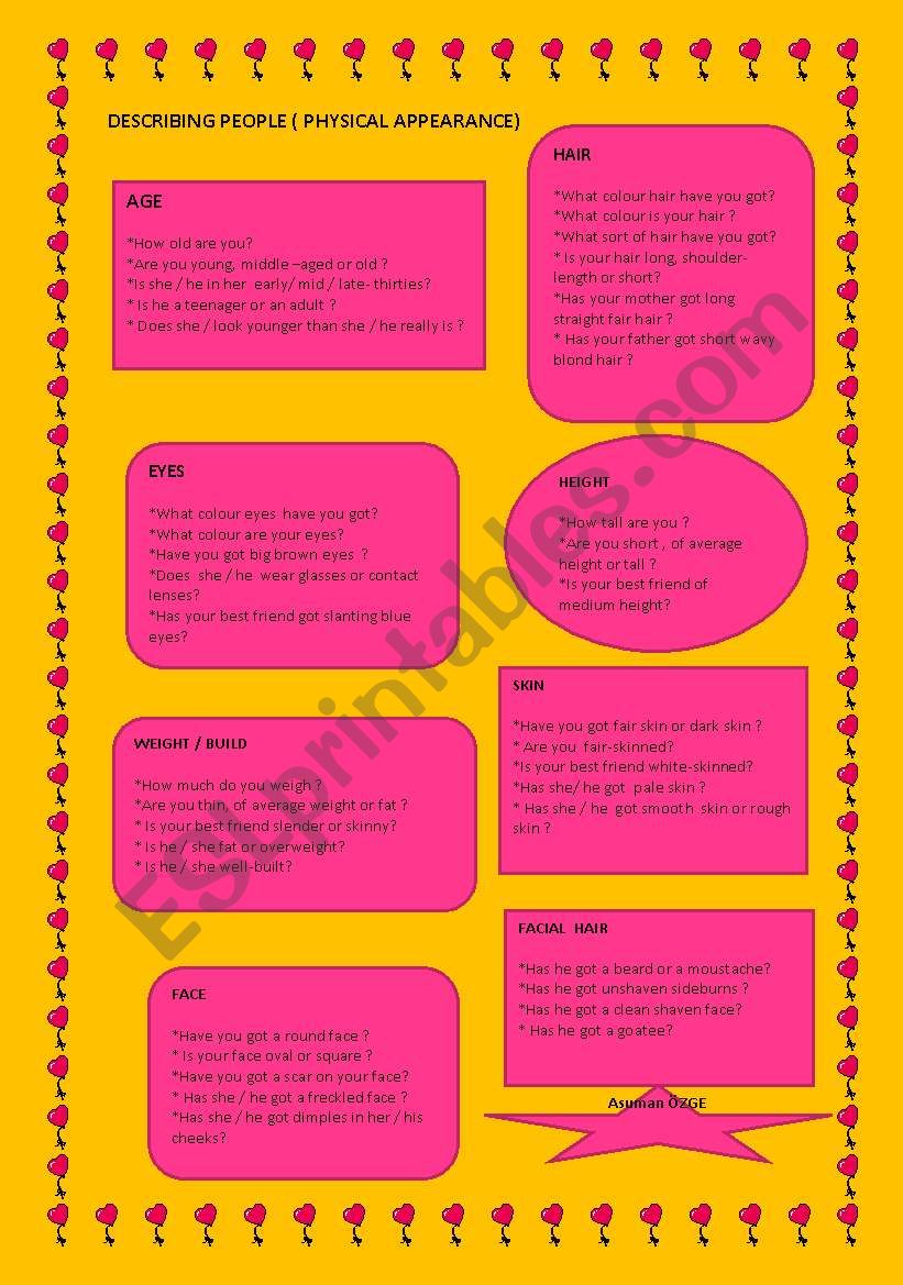 Describing people( physical appearance)